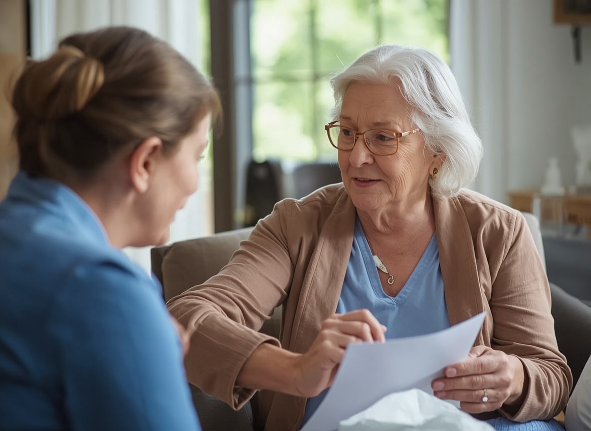 A nurse providing palliative care at Fairfield County House